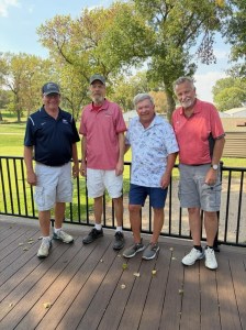 L to R - BIRDIES Fight winners John Heuchert and Ray Giskaas defeated EAGLES flight winners Mike Holmin and Lonnie Carpenter